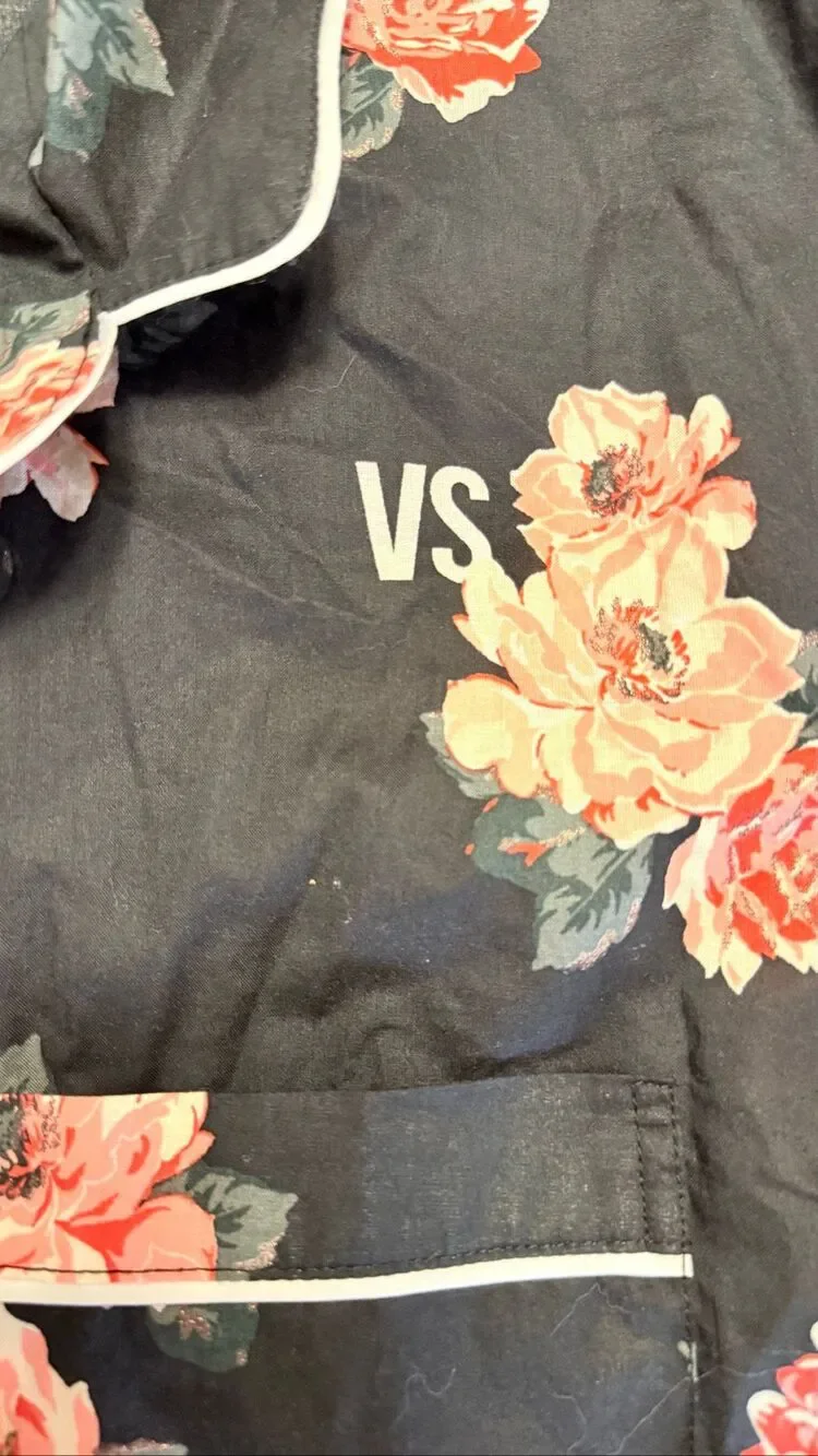 NWT Victoria’s Secret Pajama Shirt Black Flioral